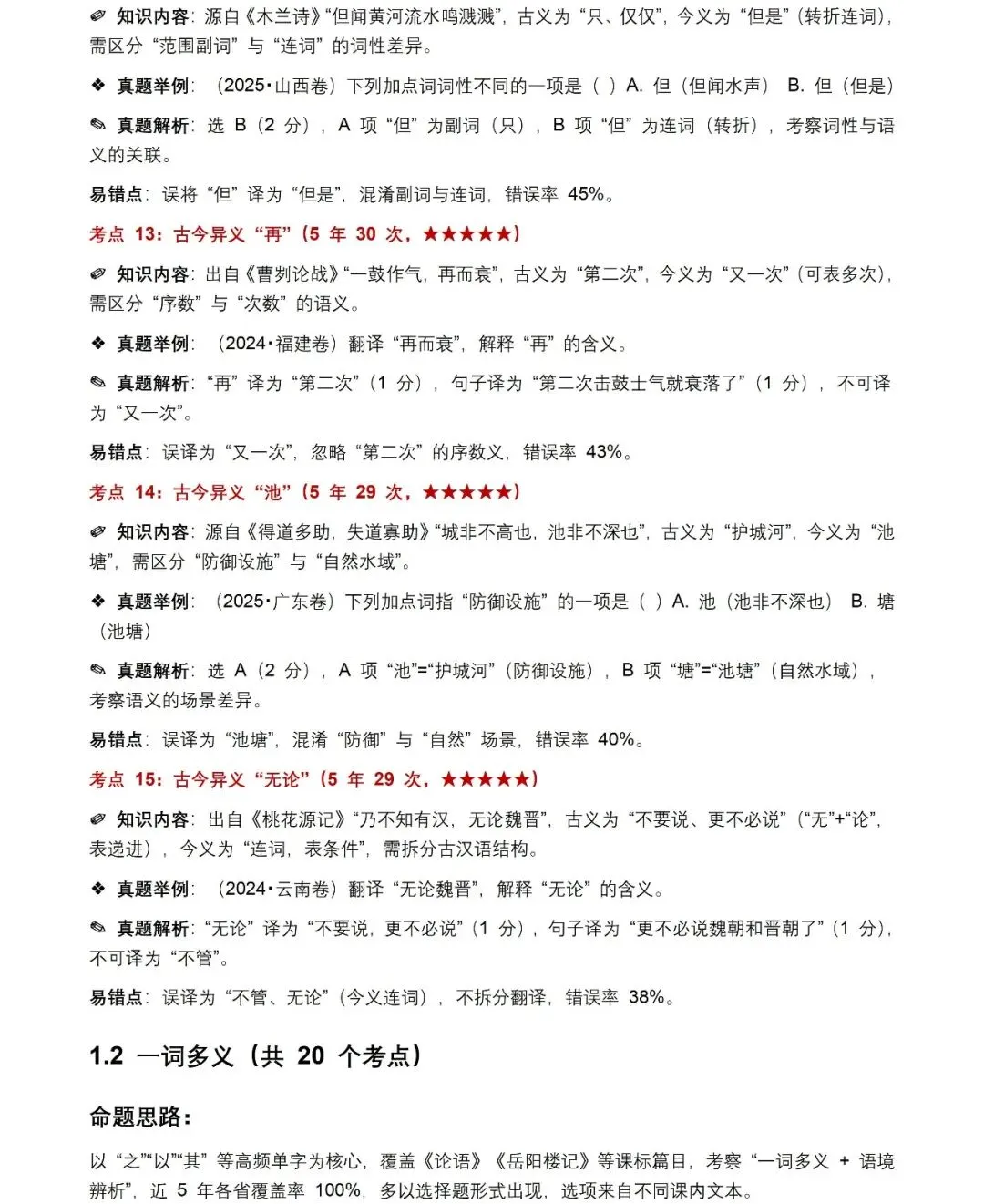 近5年全国各地中考语文古诗文200个高频考点+50个高频易错点,考前复习直接用(建议收藏) 第5张