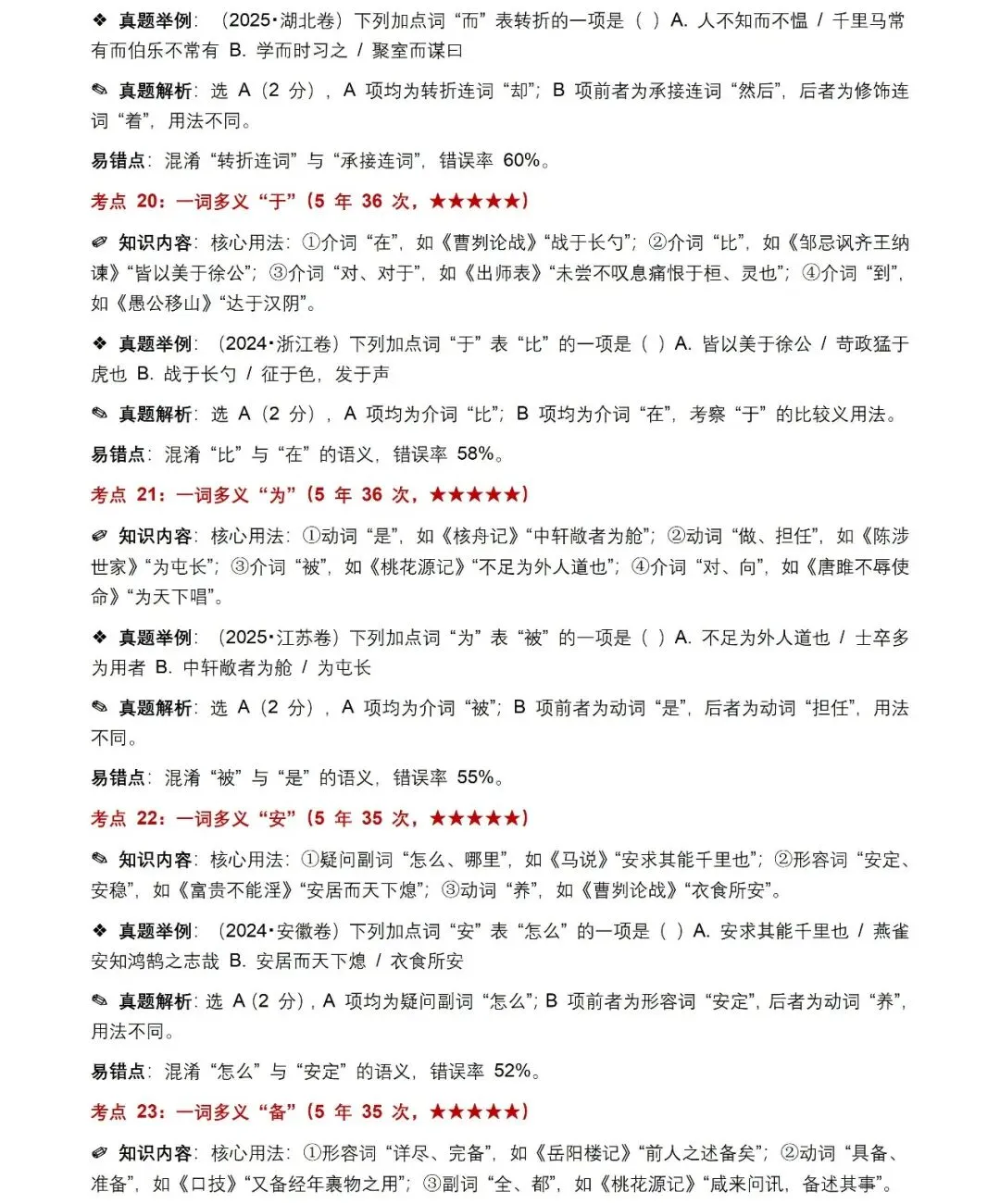 近5年全国各地中考语文古诗文200个高频考点+50个高频易错点,考前复习直接用(建议收藏) 第7张
