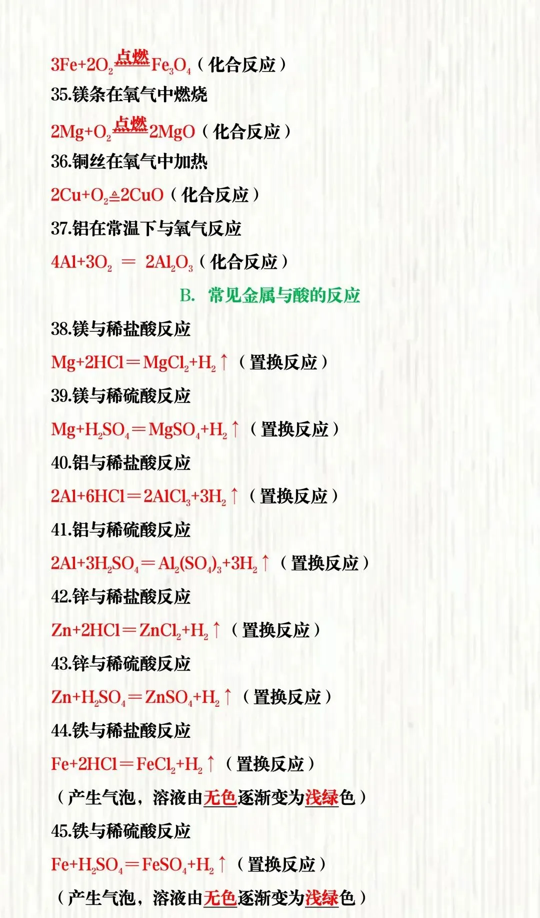 2026中考必背化学方程式100个,背完中考考点直接捡分! 第8张