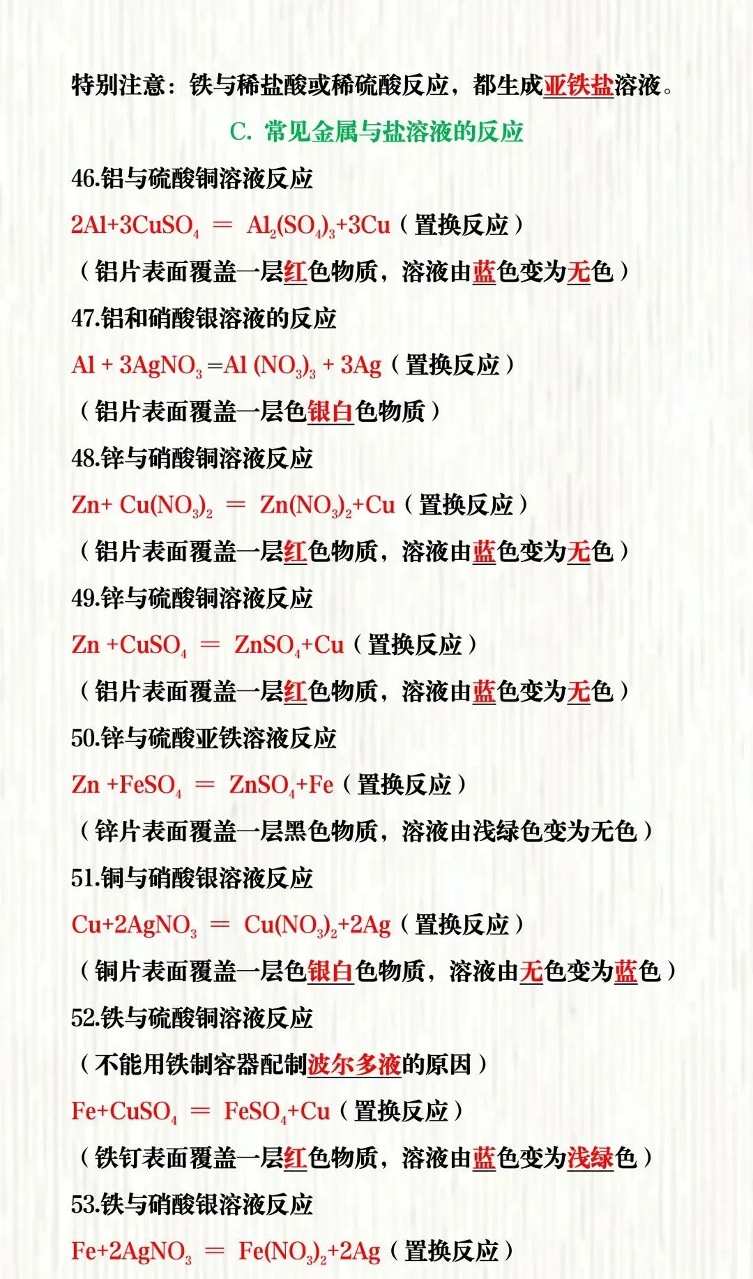 2026中考必背化学方程式100个,背完中考考点直接捡分! 第9张