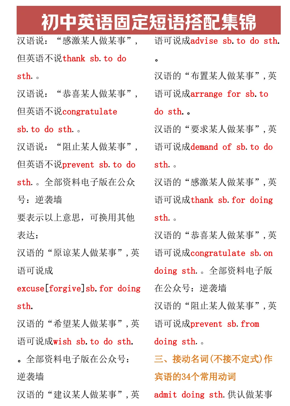 【中考】2026中考英语【核心短语+语法大全汇总+固定短搭配】可下载打印 第8张 【中考】2026中考英语【核心短语+语法大全汇总+固定短搭配】可下载打印 第8张