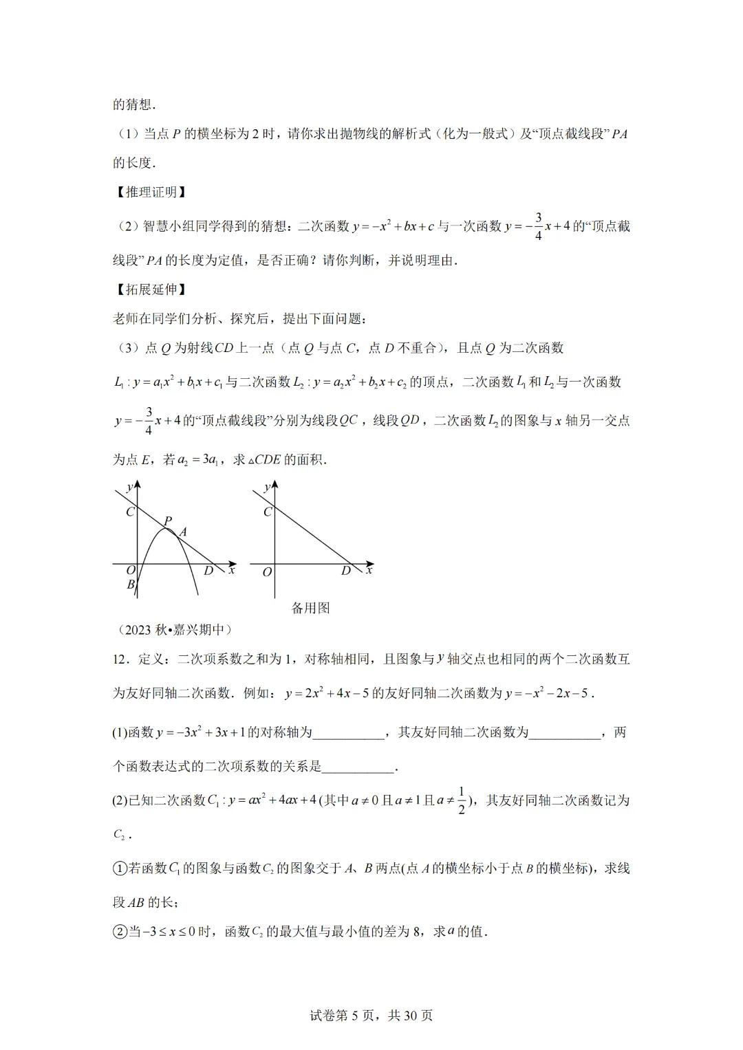 2025年九年级中考数学二次函数压轴题专题练习19新定义 第7张