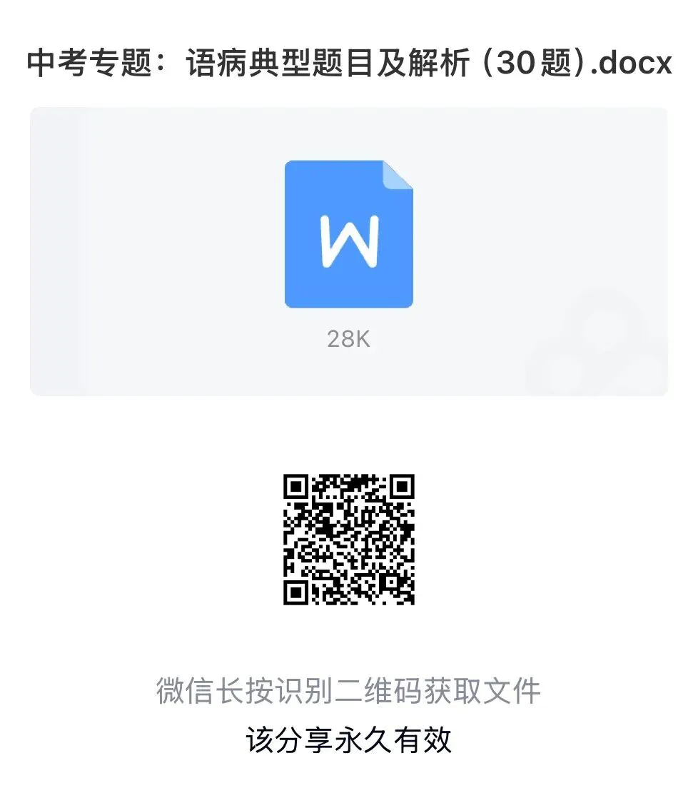【语病】中考专题:语病典型题目及解析(30题)(可打印) 第1张