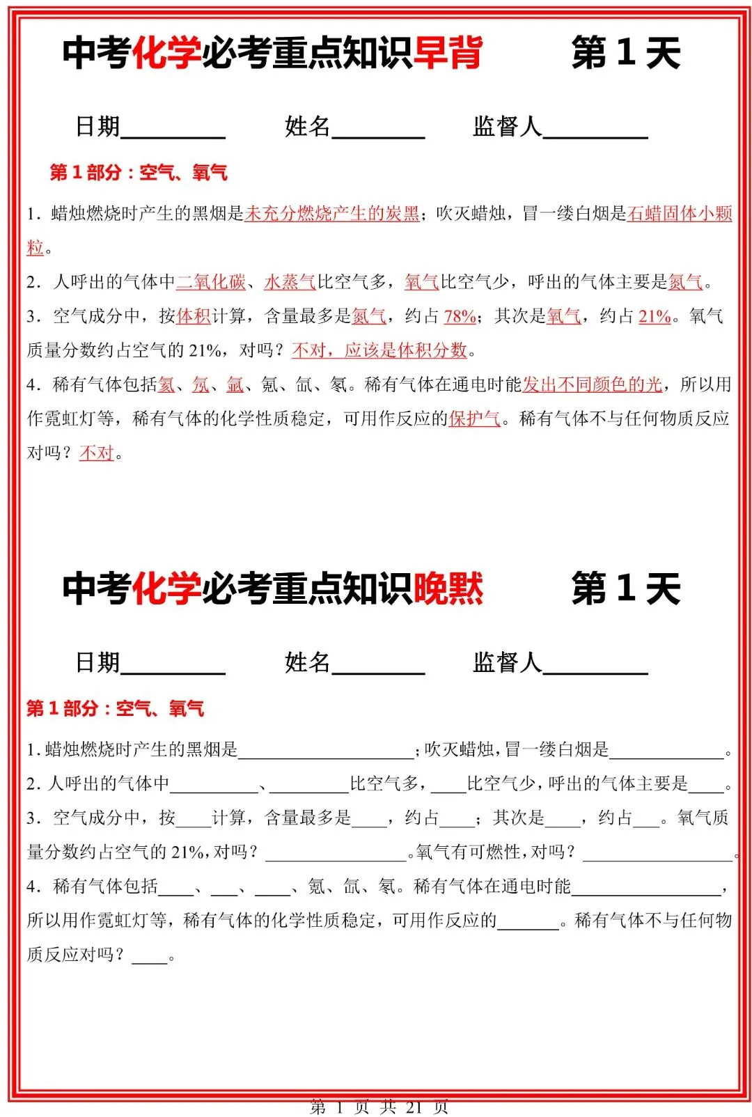 九年级下册化学中考化学必考重点知识点【早背晚默】共21页,完整电子版可打印 第3张