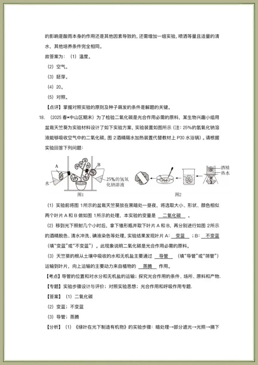 中考生物|2026春新生物会考一轮复习《植物的生活》电子版可下载打印 第9张