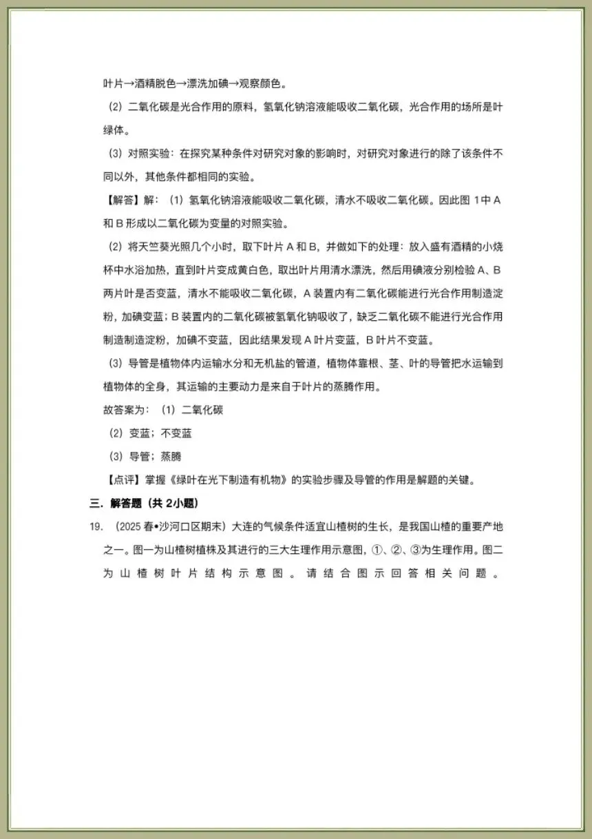 中考生物|2026春新生物会考一轮复习《植物的生活》电子版可下载打印 第10张
