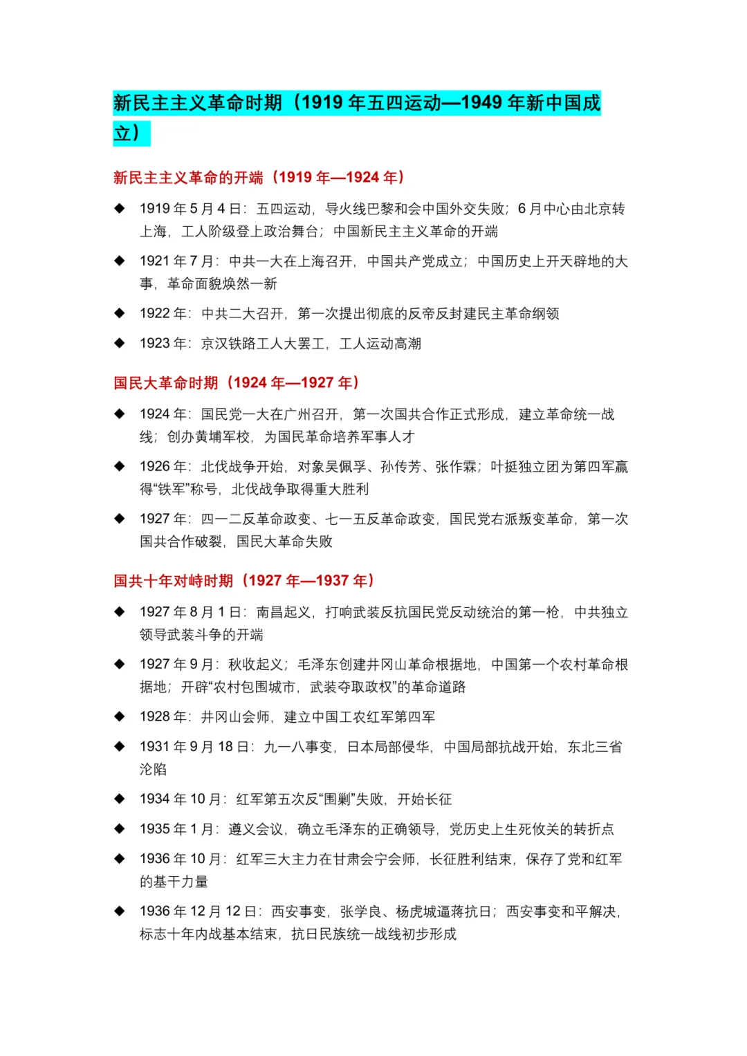 26新版!上海中考历史大事件按时间轴汇总,速记清单+记忆小卡片 第6张