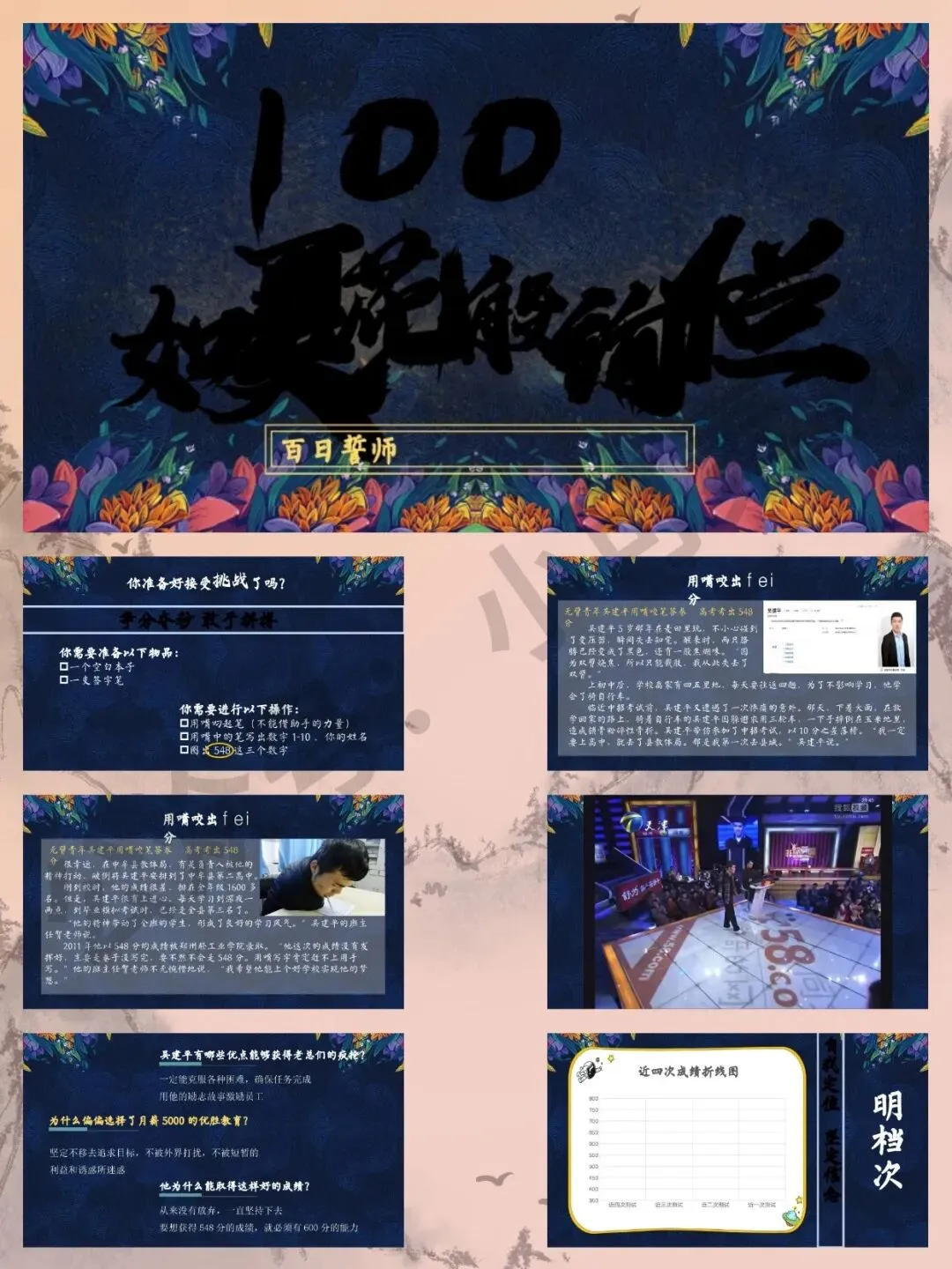中考百日誓师大会主题班会PPT分享,100天如夏花般绚烂,含逐字稿 第1张