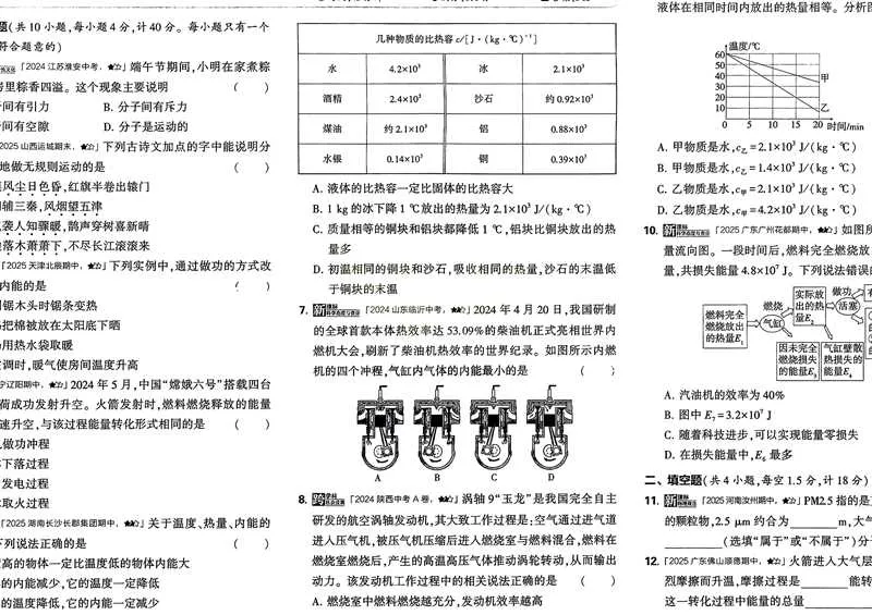《5年中考3年模拟》初中试卷-2026版人教版物理9年级全一册 第2张