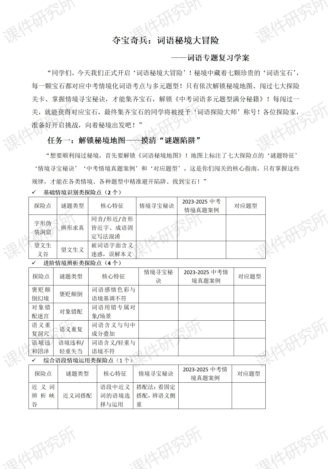 【中考情境复习】词语专题:夺宝奇兵·词语秘境大冒险(课件+教案+学案) | 自营系列 第31张