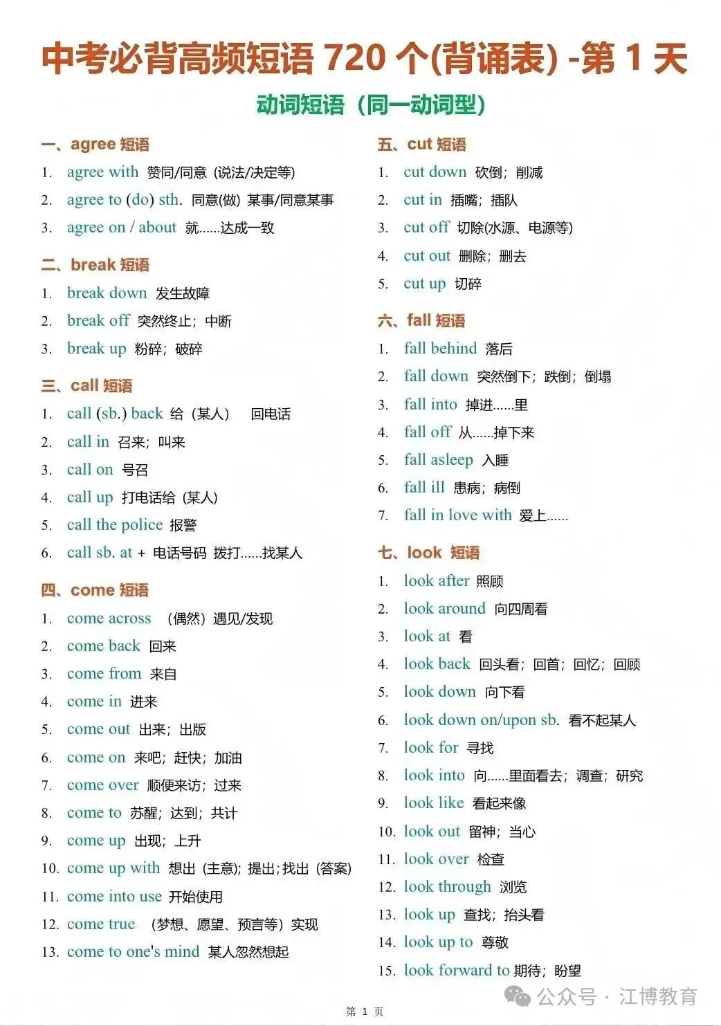 火速收藏|10天搞定中考必备高频短语! 第3张