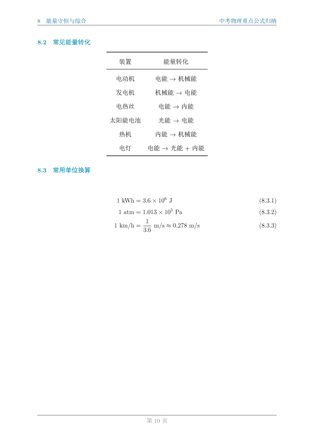 中考物理重点公式归纳|| 末附完整 PDF 版复习资料 第10张