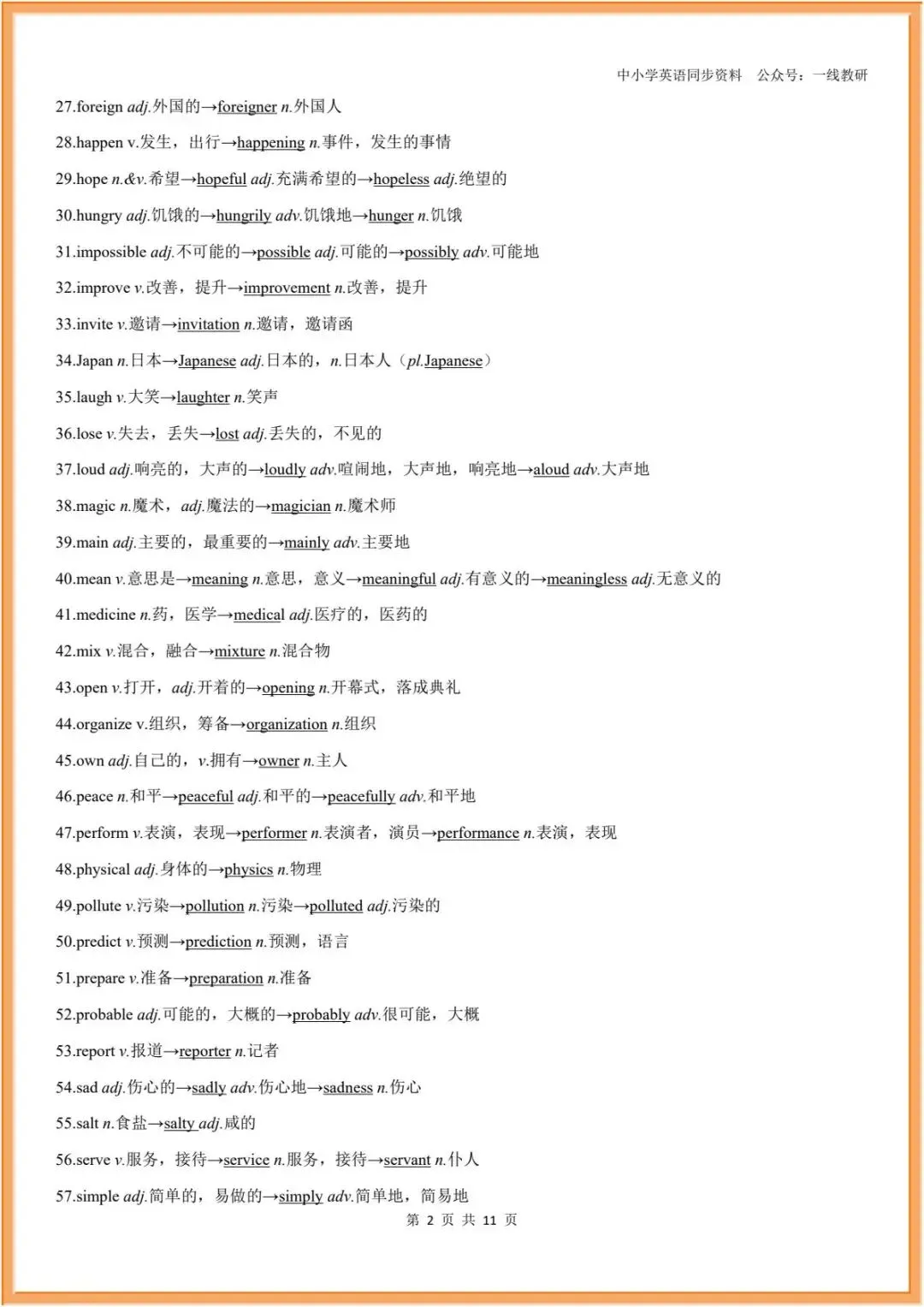 词性转换 | 26年中考英语复习--词性转换汇编(中考汇总+人教七八九年级分册汇总) 第21张