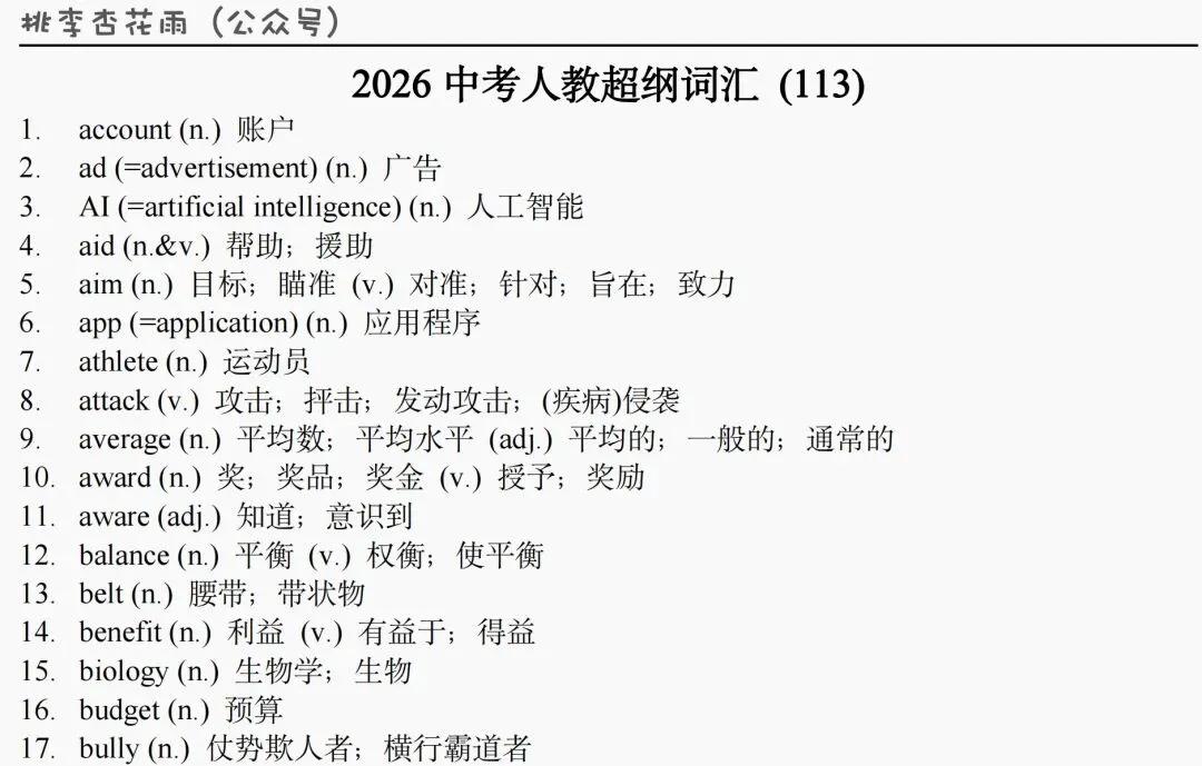 2026中考词汇手册分阶默写 第14张