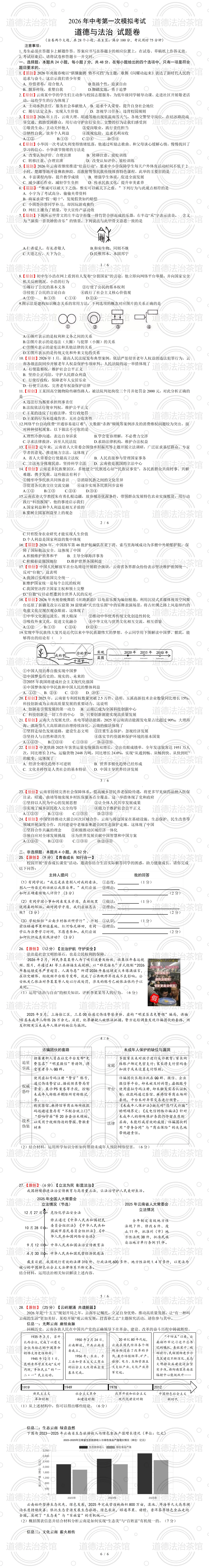 中考道法想拿高分?这份“九下复习题+地方一模卷”必刷!有答案详解 第3张