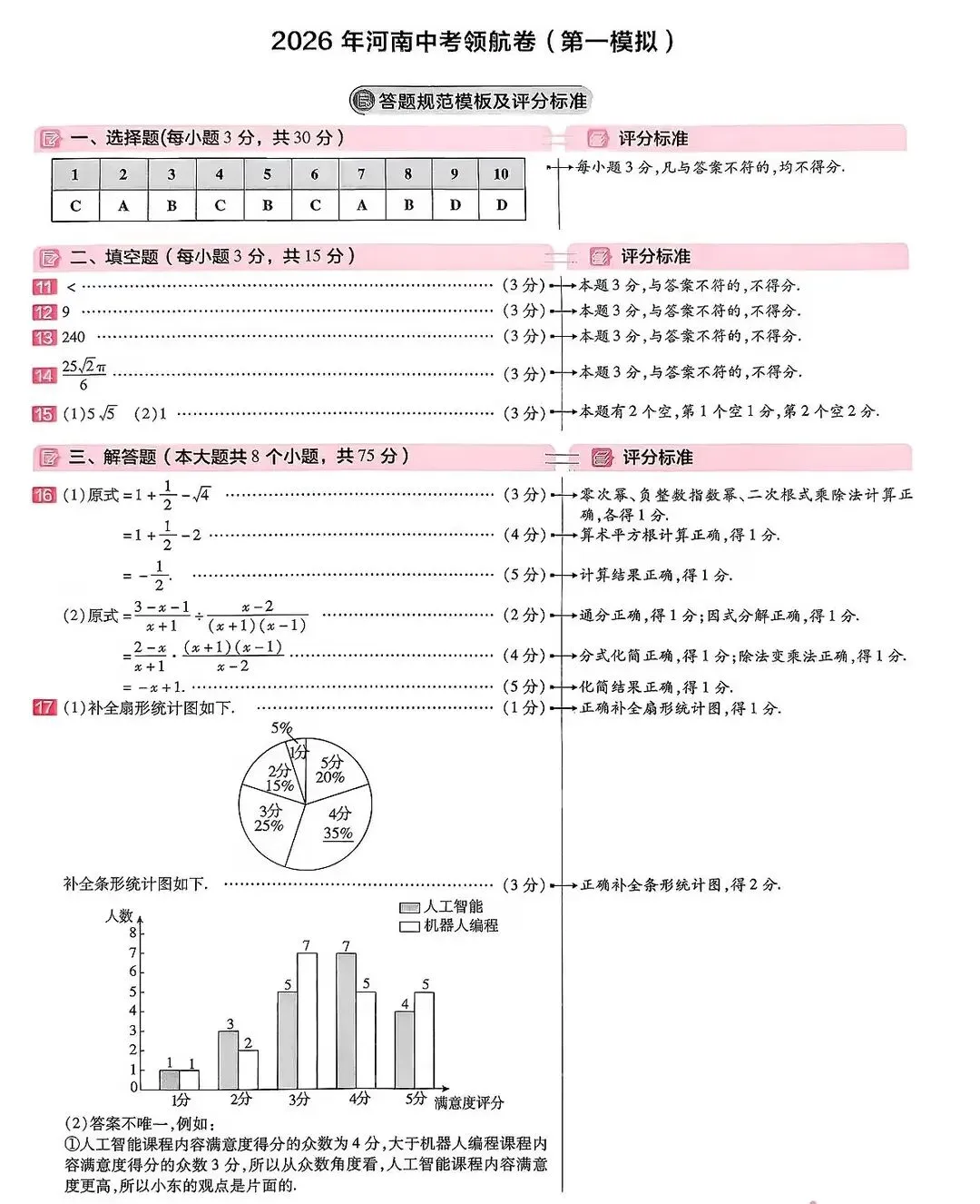 2026年河南中考数学领航卷1一2 第17张