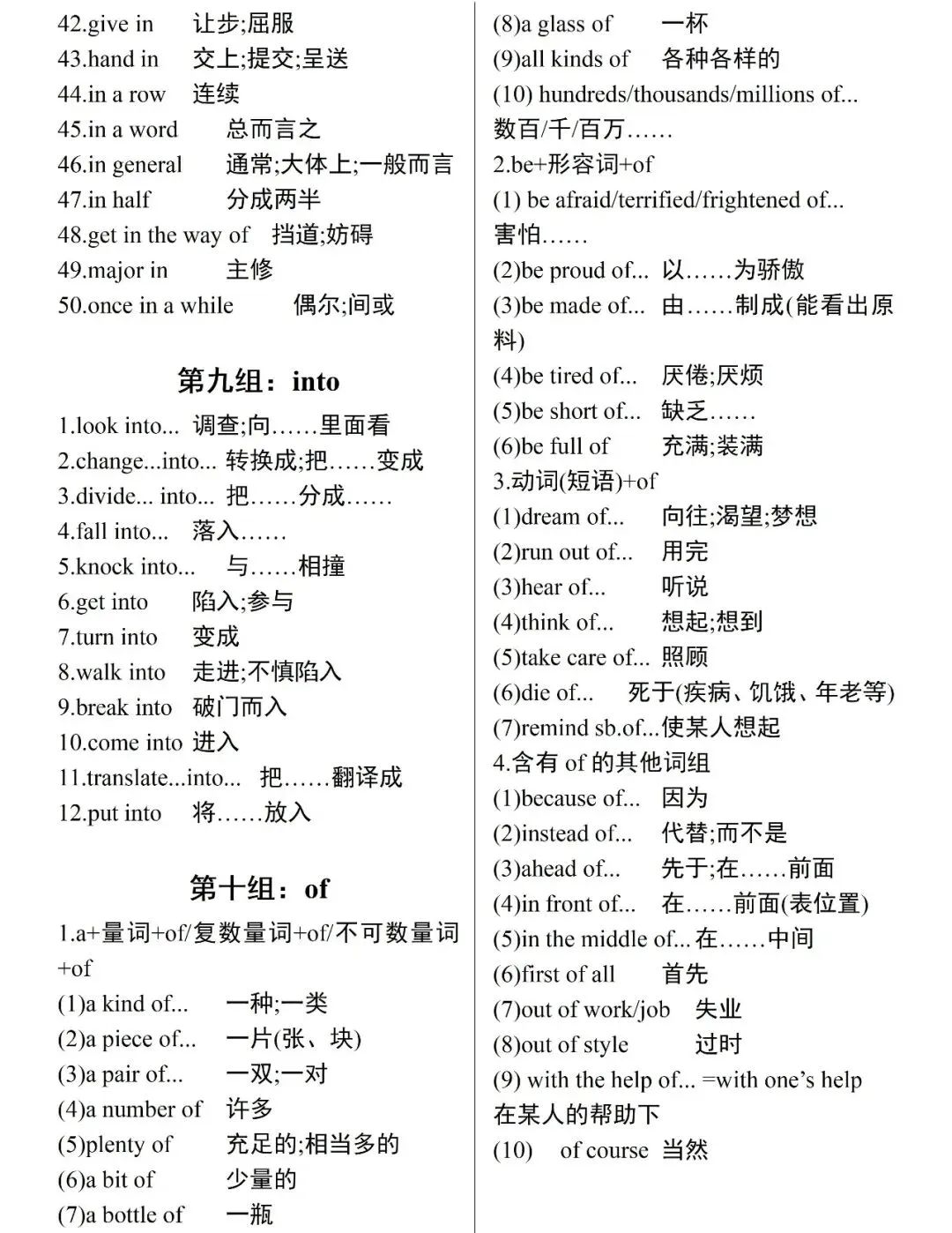 中考必背:中考英语一定要背的400个重点短语,阅读完型填空稳了,可打印 快收藏 第4张