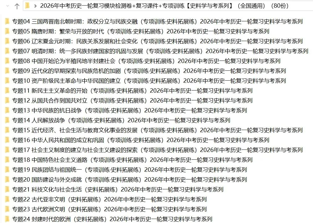 2026年中考历史:一轮复习史料学与考:模块检测卷+复习课件+专项训练+拓展练80份含答案解析(全国通用)完整电子版文档可下载打印 第6张