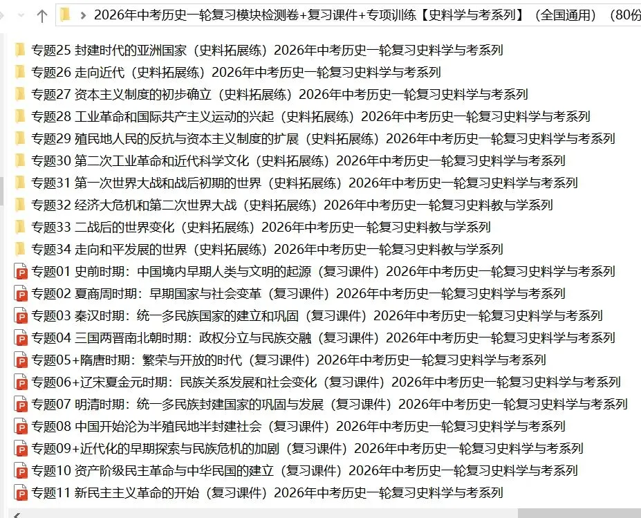 2026年中考历史:一轮复习史料学与考:模块检测卷+复习课件+专项训练+拓展练80份含答案解析(全国通用)完整电子版文档可下载打印 第7张