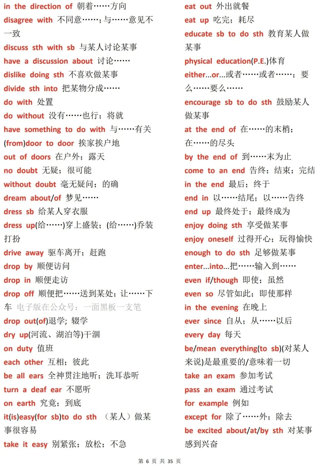 2026年中考英语必背固定搭配汇编(打印版) 第6张