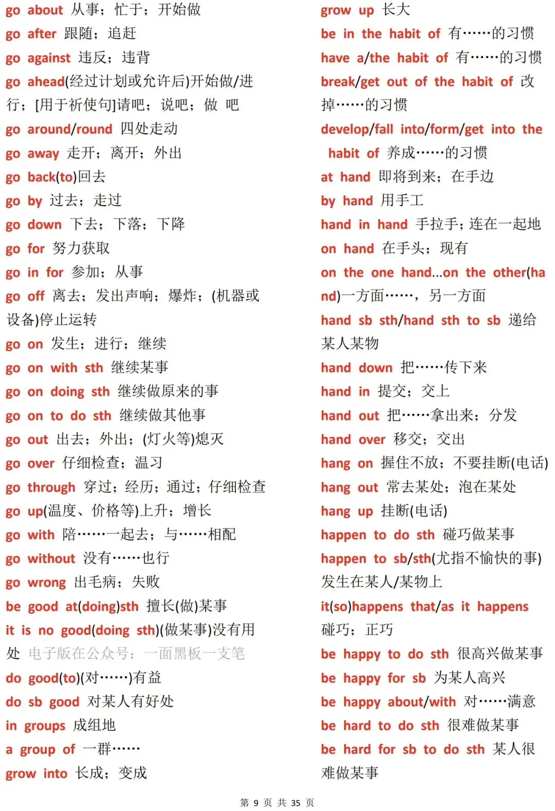 2026年中考英语必背固定搭配汇编(打印版) 第9张