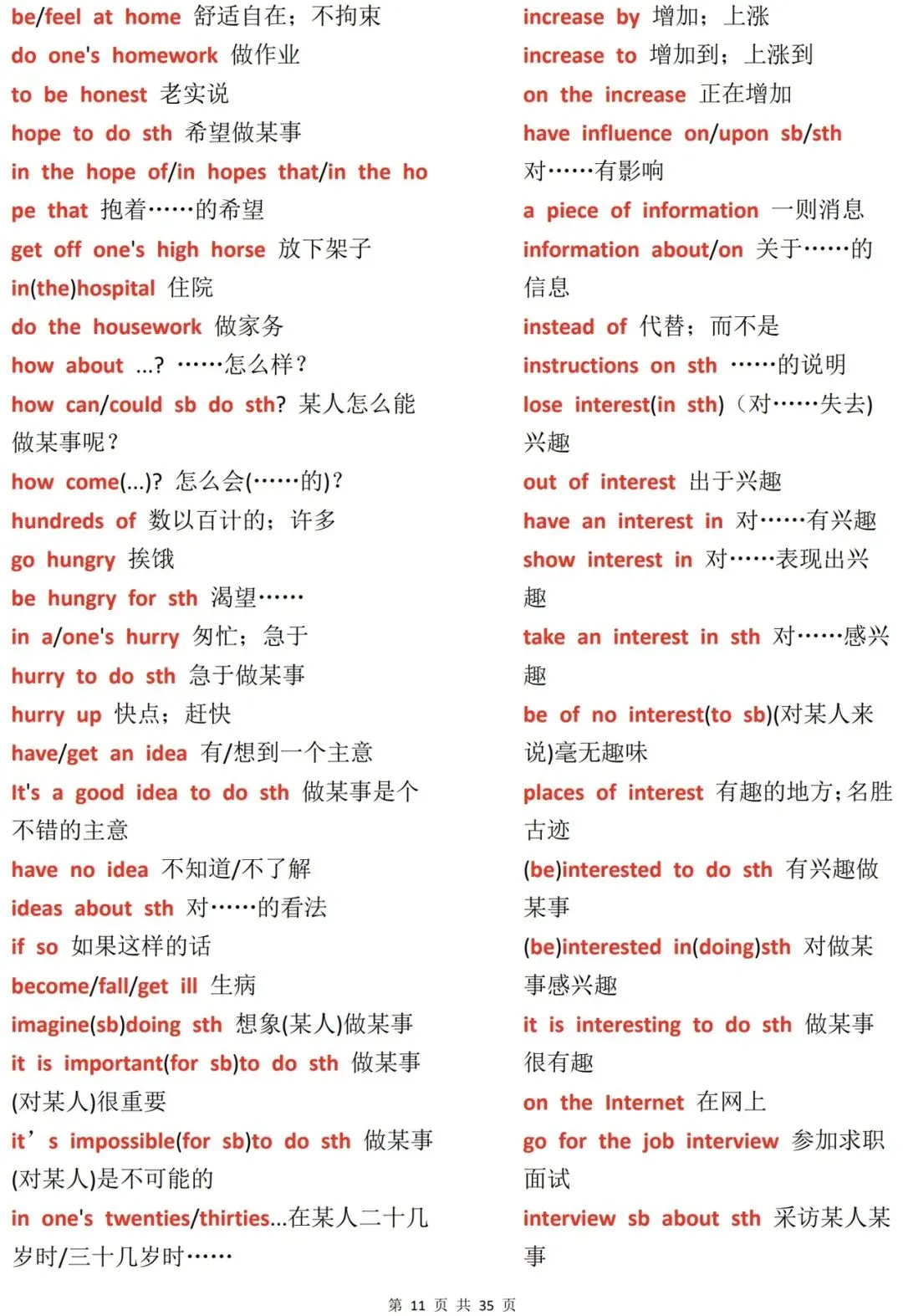 2026年中考英语必背固定搭配汇编(打印版) 第11张