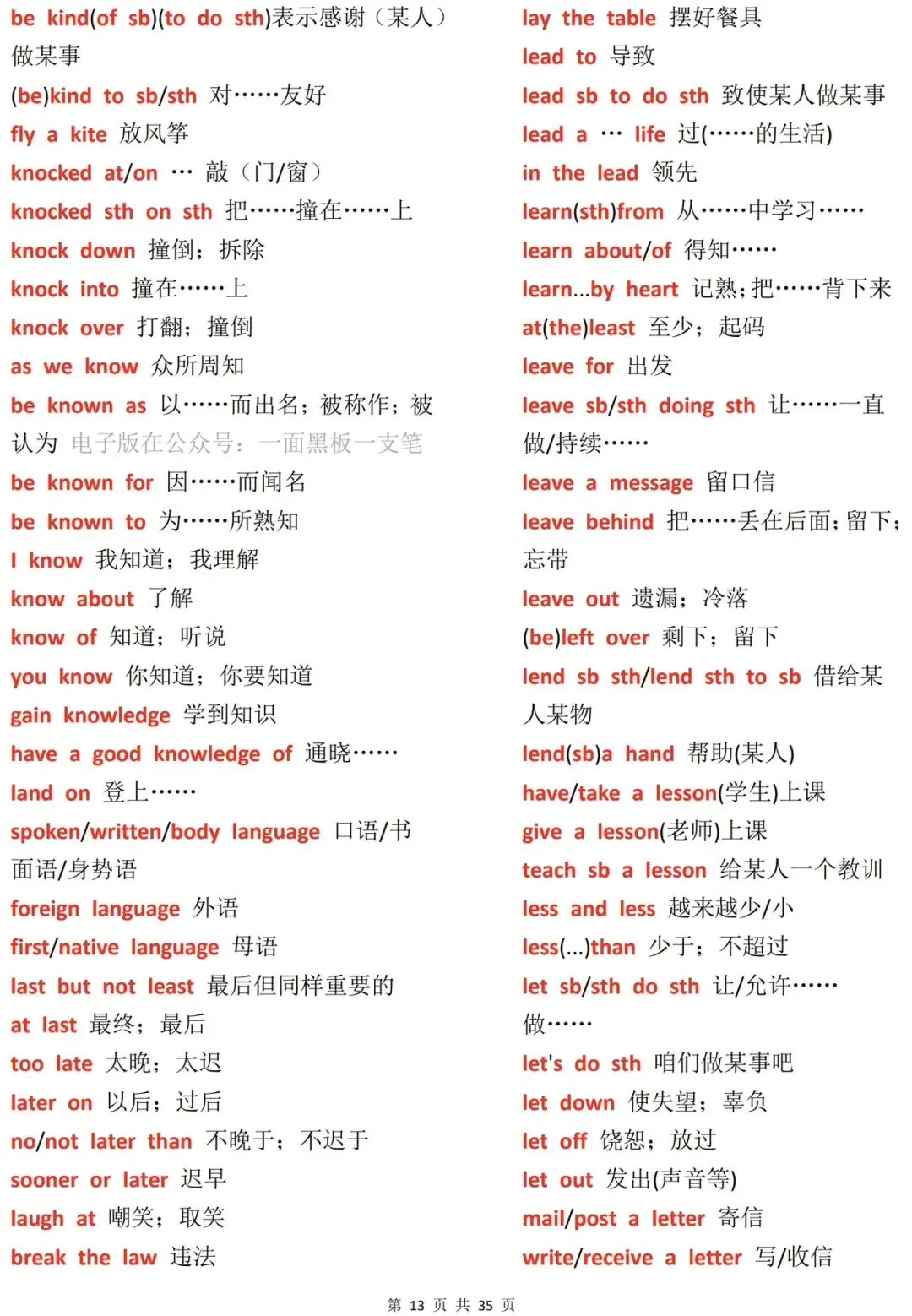 2026年中考英语必背固定搭配汇编(打印版) 第13张