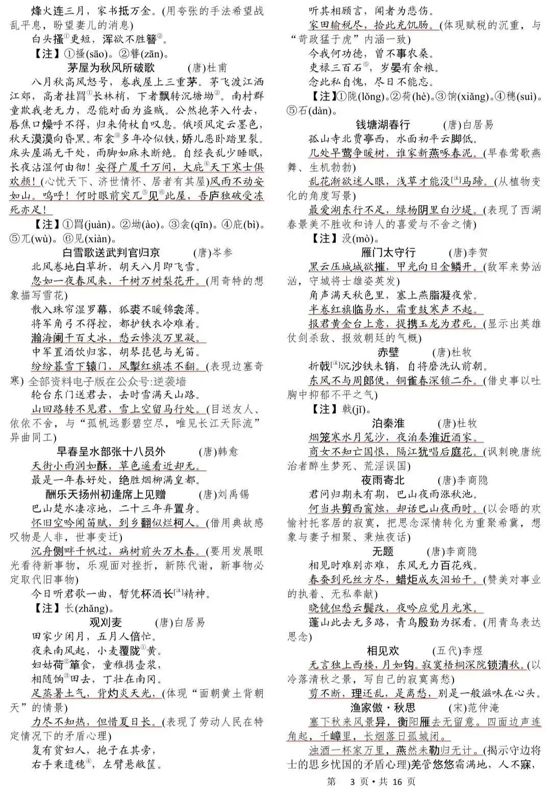 中考语文古诗词和文言文手册! 第2张