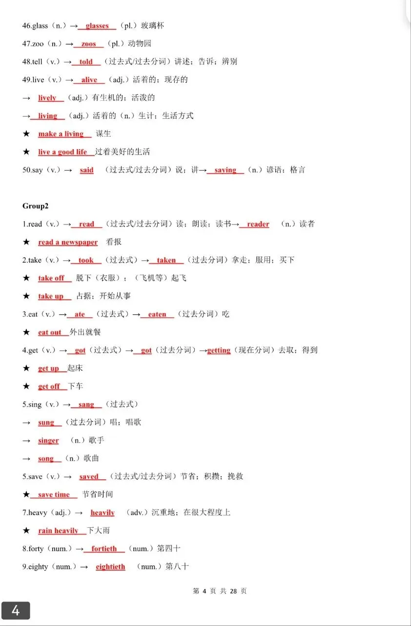 2026中考必背高频词性转换汇总背诵版+默写版(可下载) 第4张