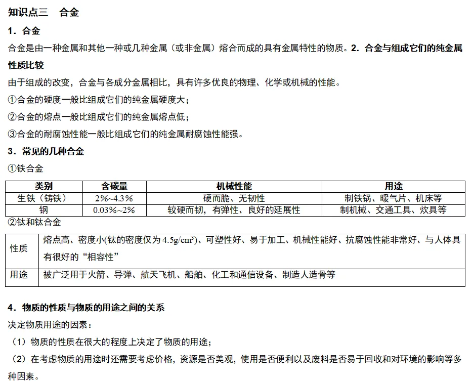 2026年中考化学复习知识点——金属 第3张