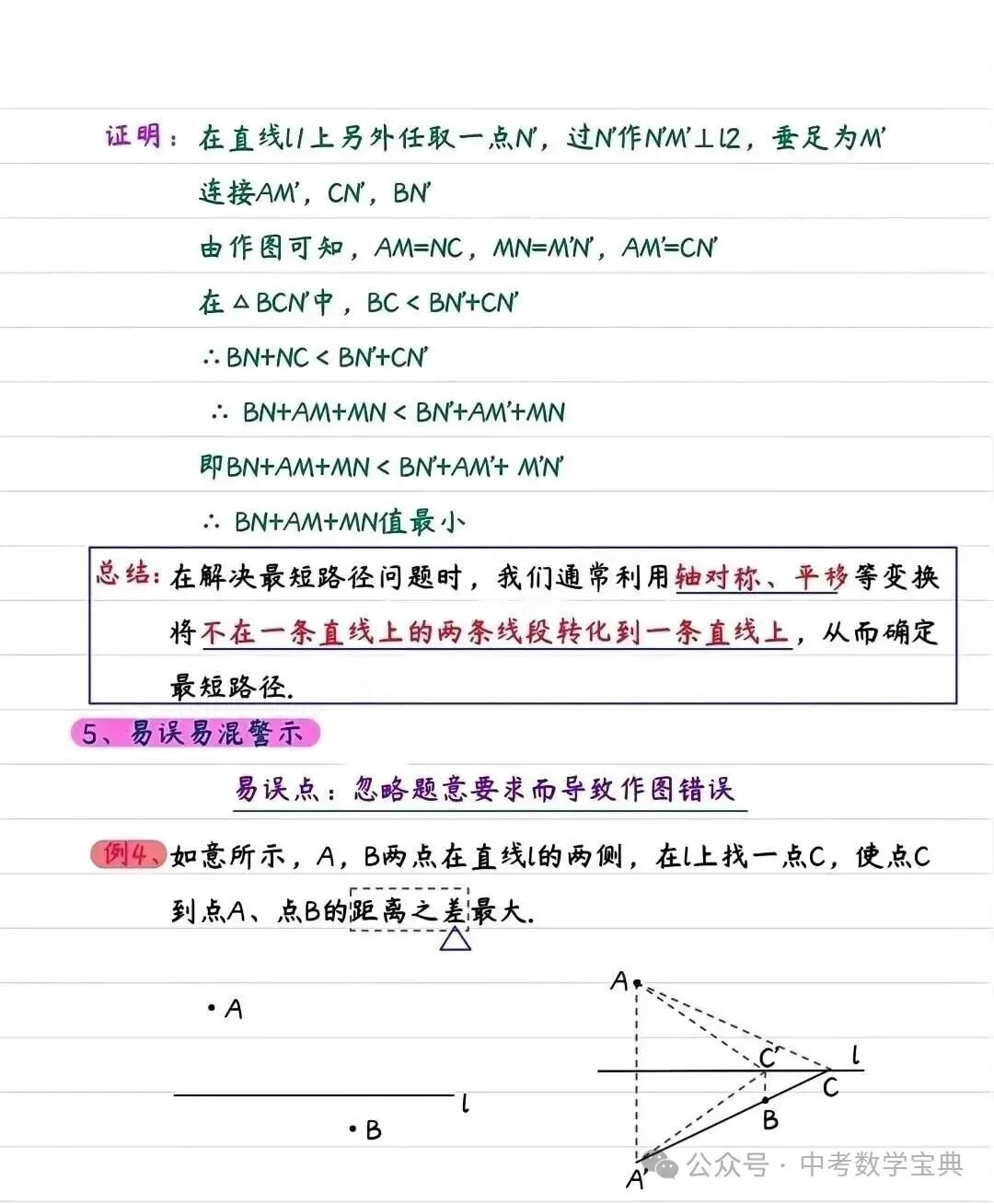 【中考必考】最短路径模型全攻略,几何压轴题轻松拿分! 第4张