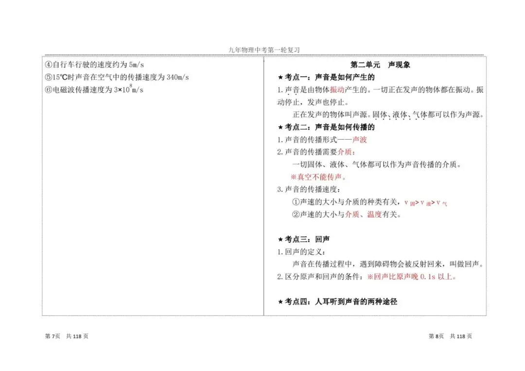 【中考物理】一轮复习知识点总结(1) 第7张 【中考物理】一轮复习知识点总结(1) 第7张