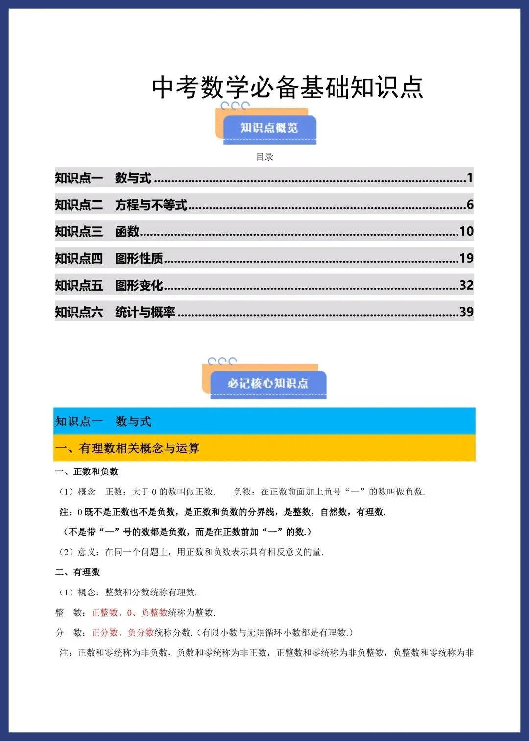 中考数学必备基础知识点 第1张