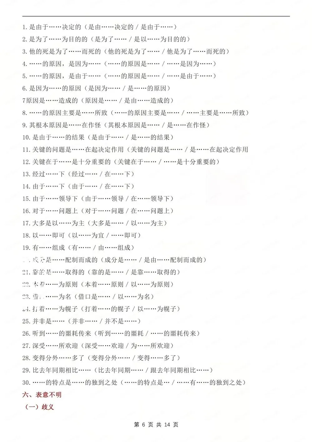 初中语文-新版中考病句辨析及练习测试专项知识归纳总结 第7张