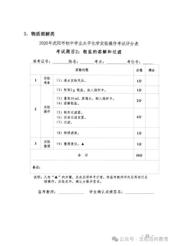 事关中考!2026 沈阳理化生实验操作考试时间 + 范围正式发布! 第32张