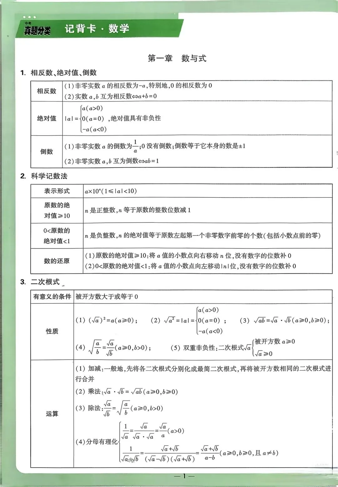 中考数学知识点背记卡 第3张