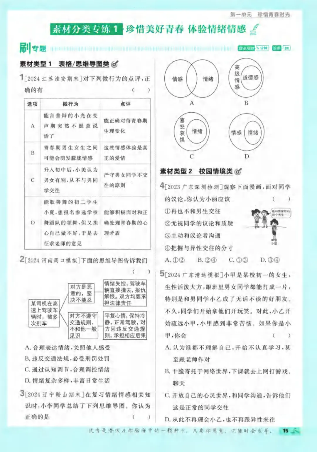新人教版(道法)七年级下册《单元检测试卷+期中期末检测卷》高清电子版可打印 第21张