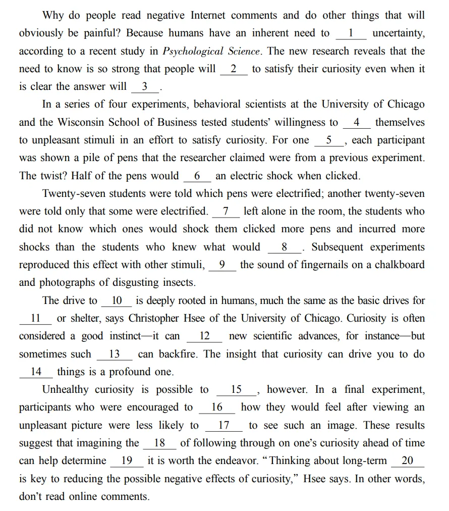 考研英语二2018年完形填空真题及词汇 第1张