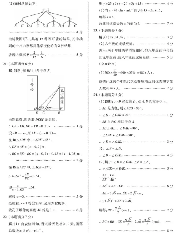 【模考】试卷九年级第一次模考数学【试卷含答案】 免费分享 可下载 第4张