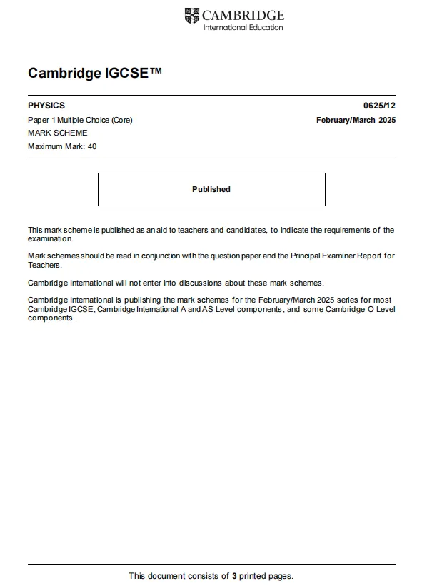 2025年5月大考IGCSE物理真题及答案解析,电子版免费领取 第10张