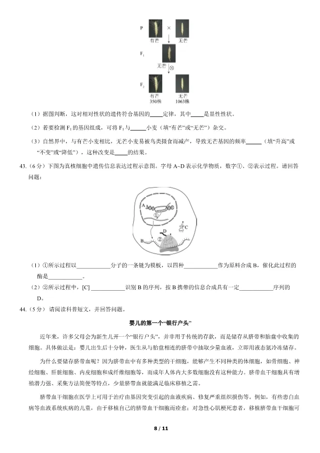 2020北京高中合格考生物试卷生物会考真题(第二次有答案)【可下载】 第8张