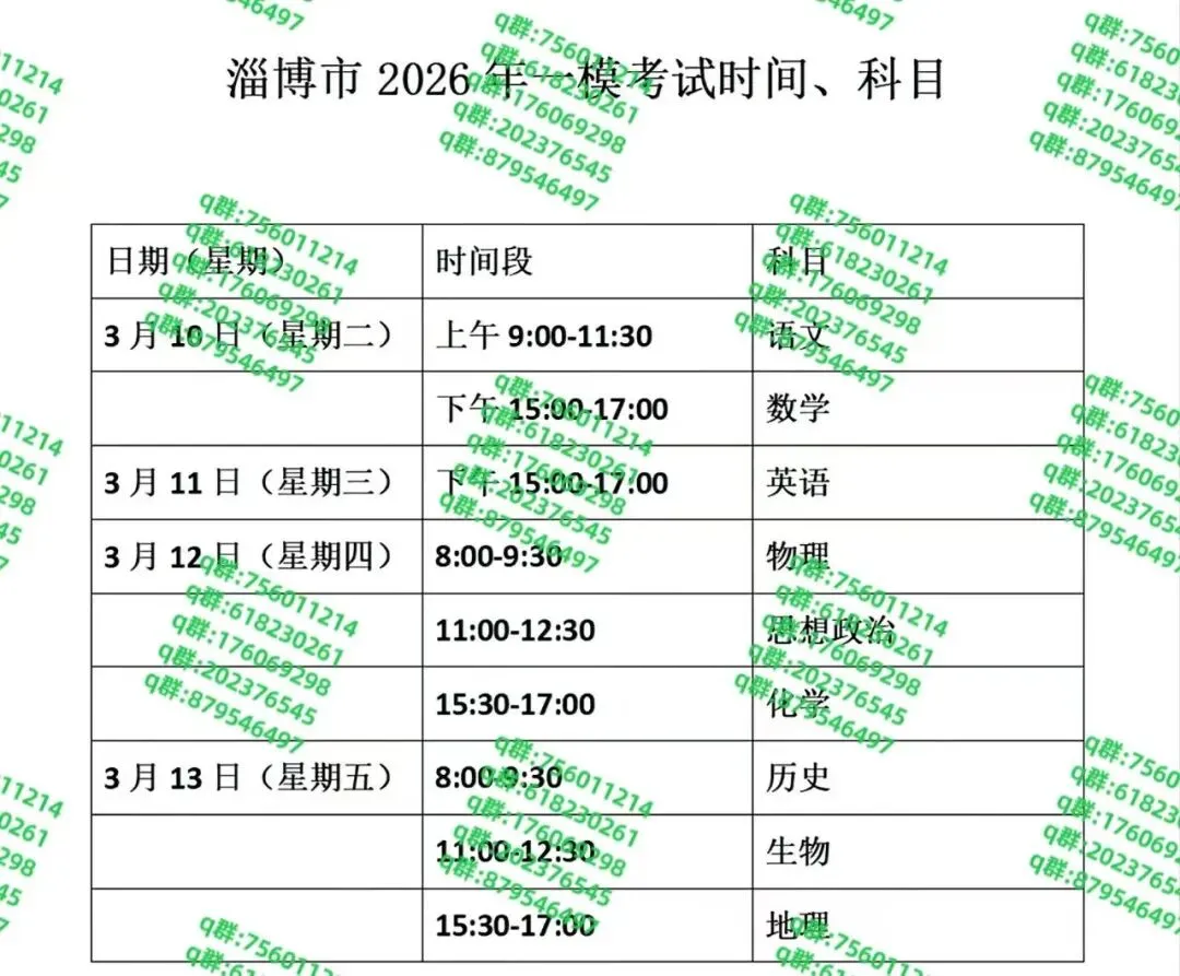 淄博市2025-2026学年度高三模拟考试及答案 第1张