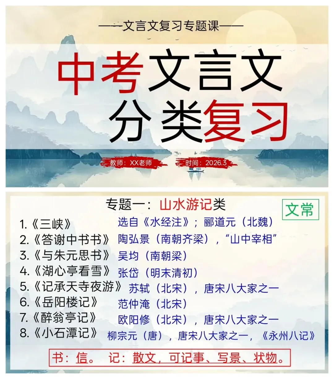 中考文言文分类复习专题,很详细! 第1张