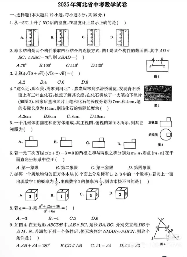 【中考试卷】2025年河北省中考真题试卷电子版-(全科目)中考真题答案解析 第4张