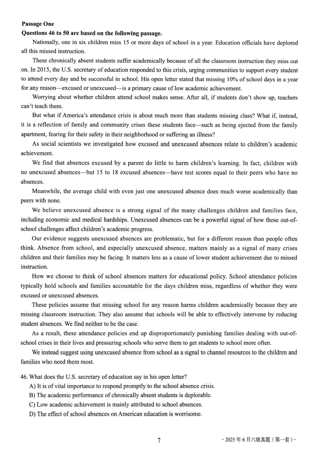 【考级】2025年6月英语六级真题及解析(第1套) 第10张