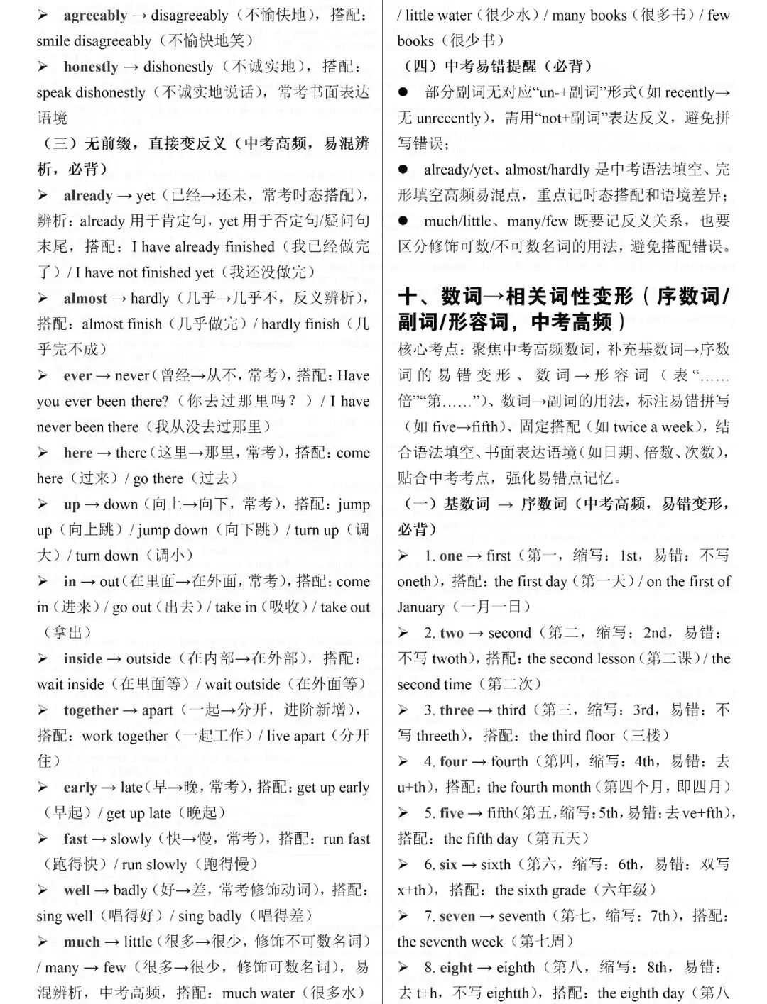中考必背:2026中考英语一定要背的重点短语、高频词汇、词汇变形 第11张