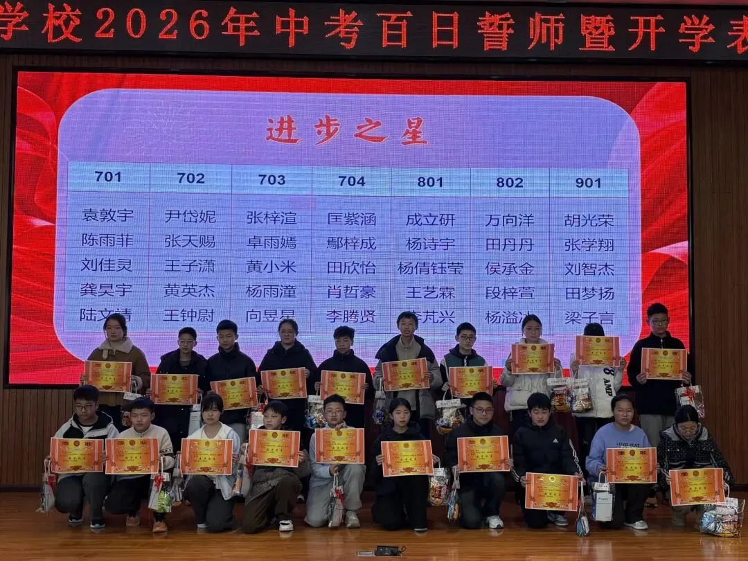 百日砺剑决胜中考 表扬奋进逐梦前行——宣恩县文澜实验学校百日誓师暨开学表扬大会圆满举行 第36张