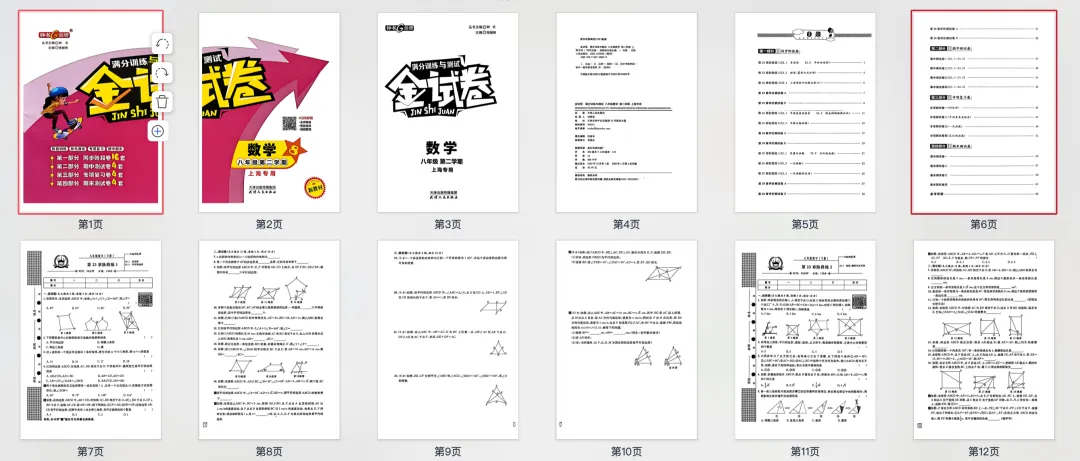 【金试卷系列】上海八年级下数学|金试卷满分训练测试 含答案 第11张
