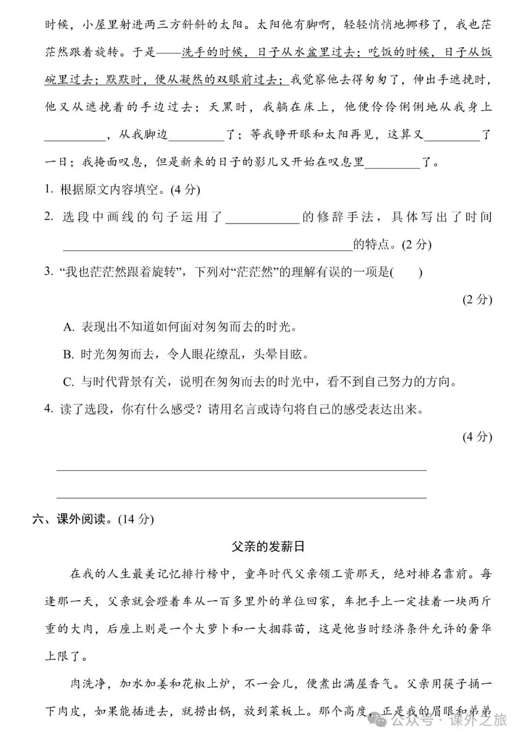 统编版语文六年级下册第三单元试卷多套(含答案)+知识点,可下载 第5张