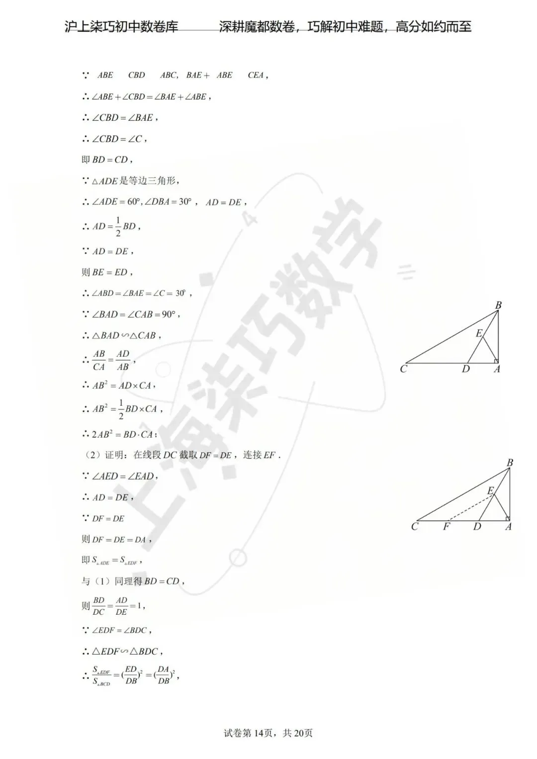 【好卷分享】2026年上海市中考数学一模模拟卷 第20张